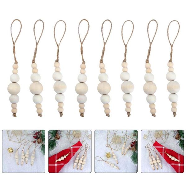 

napkin rings 8pcs wooden bead holder restaurant ring for decor (beige)