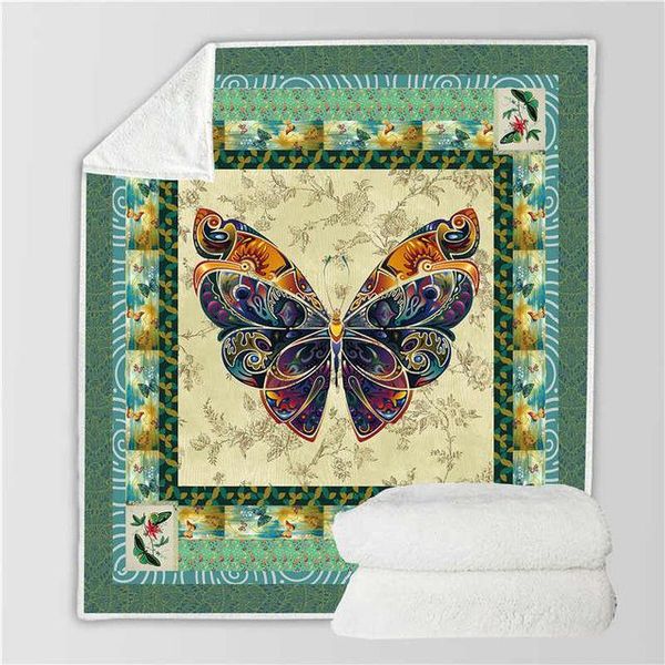 

blankets magic butterfly jigsaw print double velvet home sofa watch blanket bed warm fleece camping quilt