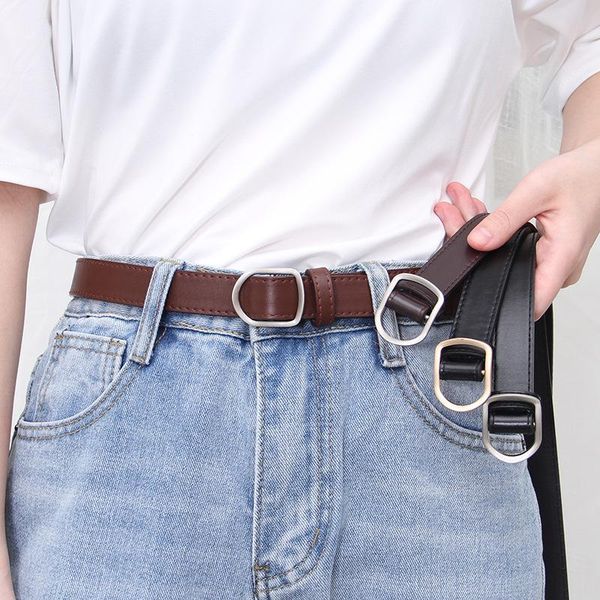 

belts women fashion no hole pu alloy automatic sliding buckle solid color casual waistband ladies for jeans trousers, Black;brown