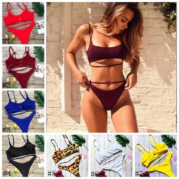 

women bandage bikini hollow out female string bikini set swimwear split swimsuit bathing beachwear bather suit 2021