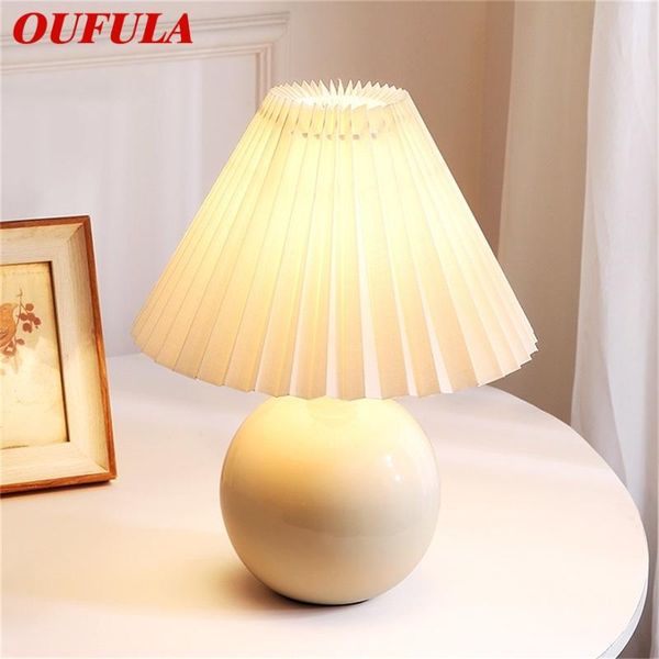 

table lamps oufula creative ceramic led simple white desk light for home decoration
