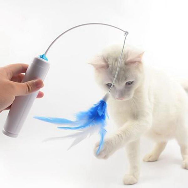 

cat toys 1pc feather multifunction rotating pet teaser funny electric interactive kit accessories (only feather)