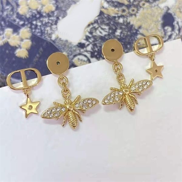 

70% off outlet online / new bee star inlaid earrings, Golden