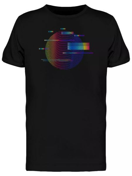 

holo circle glitched lines men's tee -image by shutterstock, White;black