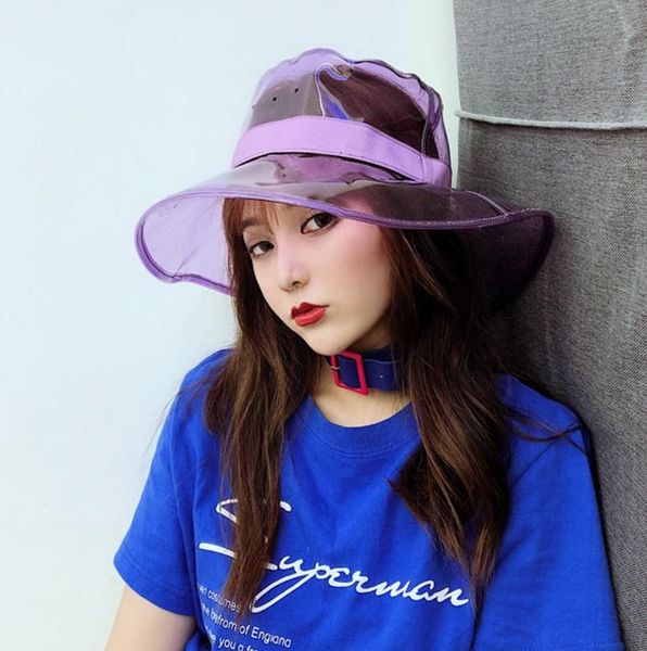 

cloches lady fisherman's hat fashion visor fisherman solid women's beach sun waterproof rain plastic wide brim caps casual, Blue;gray