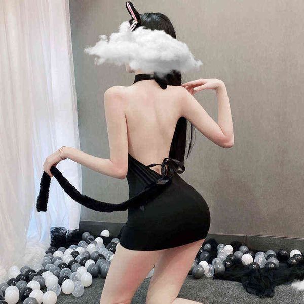 

nxy set girl cosplay backless night skirt lingerie japanese lolita anime cute cat hollow open chest tail underwear 1211, Red;black