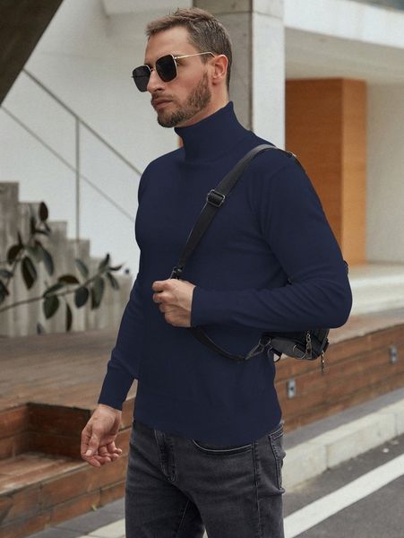 

men solid turtleneck sweater q4sx#, White;black