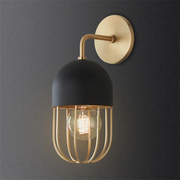 

wall lamp post modern iron lantern black gold lamps american retro living room bedroom corridor sconce light fixtures