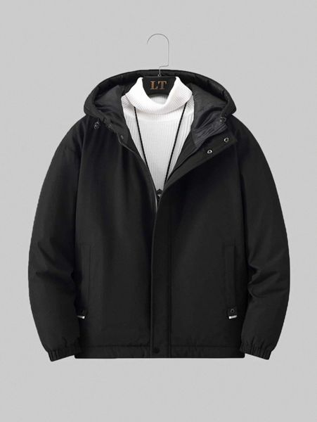 

men zipper drawstring hooded winter coat without sweater r7ht#, Black;brown