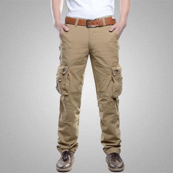 

men's pants multi-pocket casual outdoor sports wear-resistant straight loose large size overalls military trousers, Black