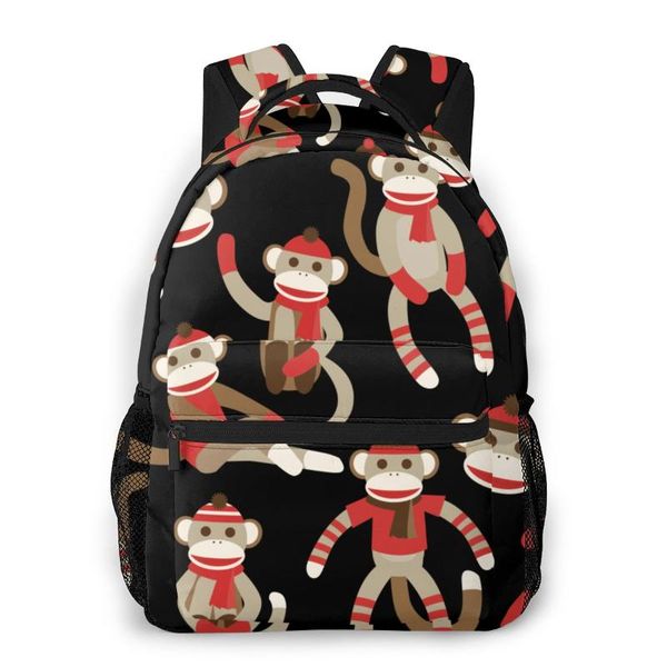 

backpack casual travel bag christmas sock monkey school fashion shoulder for teenage girl bagpack