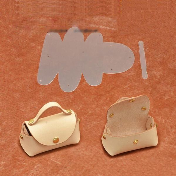 

bag parts & accessories leather craft mini coin purse sewing pattern pvc stencil template kit acrylic wallet set, Black