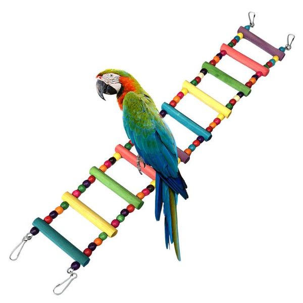 

other bird supplies wooden parrot toy cute funny swing ladder bridge rfid blocking flexible rainbow pet climb bite 10-stair