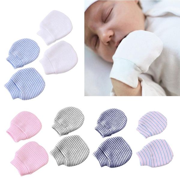 

children's mittens 3 pair/set simple cute baby knitting mitten born anti-eat hand anti-grab face protect glove, White