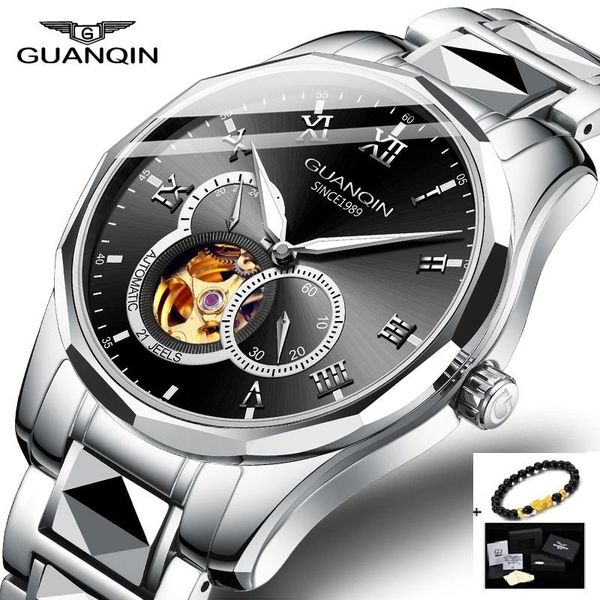 

watch men japan miyota quartz movement automatic mechanical watches luxury tungsten steel mens wristwatch male clock wristwatches, Slivery;brown