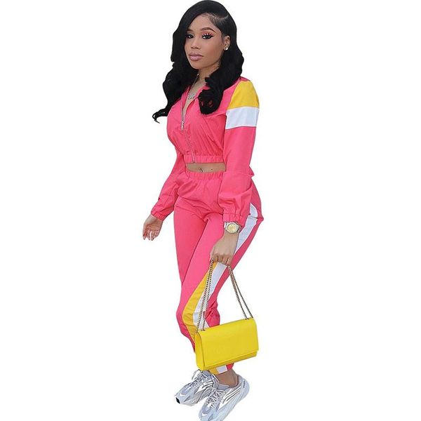 

women two piece outfits sweat suit zipper turn-down collar long sleeve short jacket and pant suits casual tracksuit women's tracks, Gray
