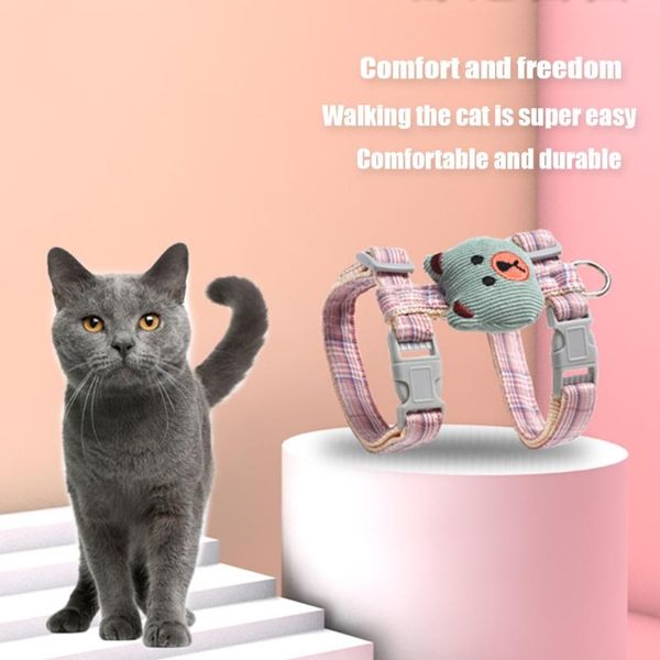 

cat collars & leads harness and leash set with cute bear vest travel outdoor jacket comfortable soft mesh for walking durable