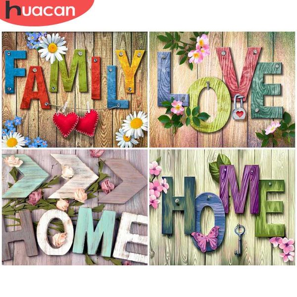 

diamond painting huacan diy text family rhinestone of picture cross stitch landscape mosaic home decoration