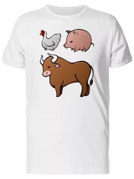 

farm animals cow chicken pig men's tee -image by shutterstock, White;black