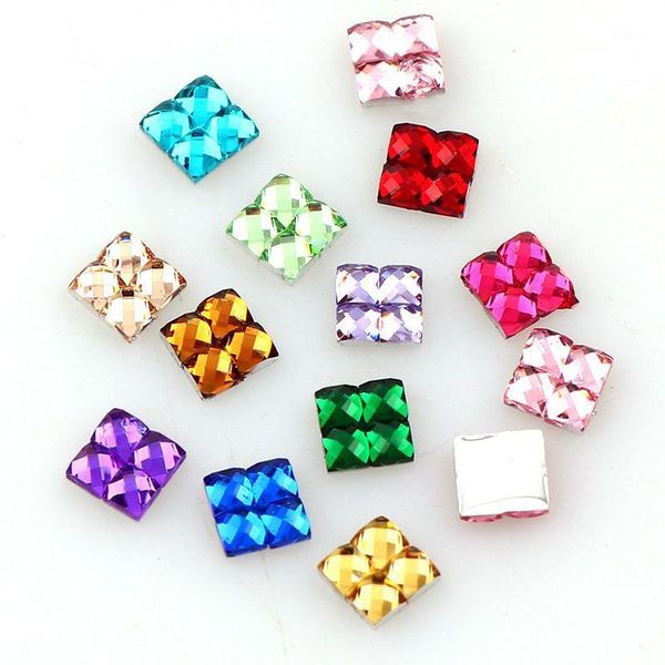 

4x4mm nail art resin square shape rhinestone about 1000pcs 21 kind colors for diy decorations1, Silver;gold