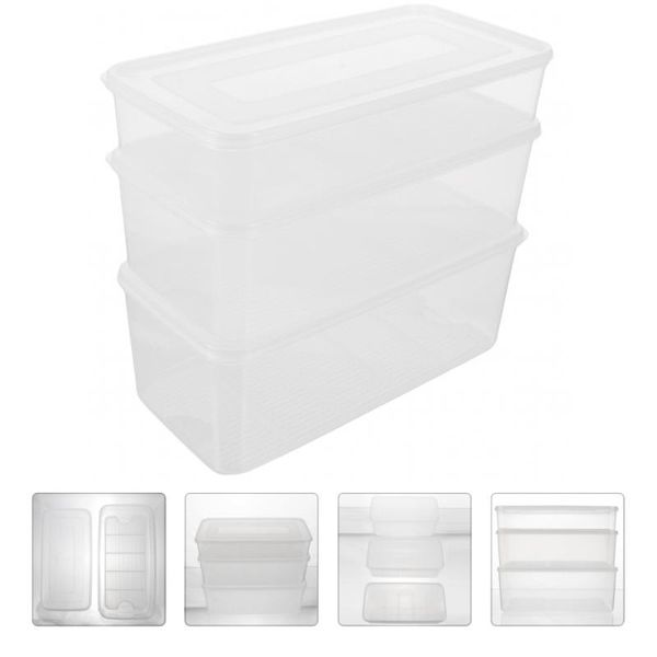 

storage bottles & jars 3pcs crisper boxes with lip bottom filter design fridge