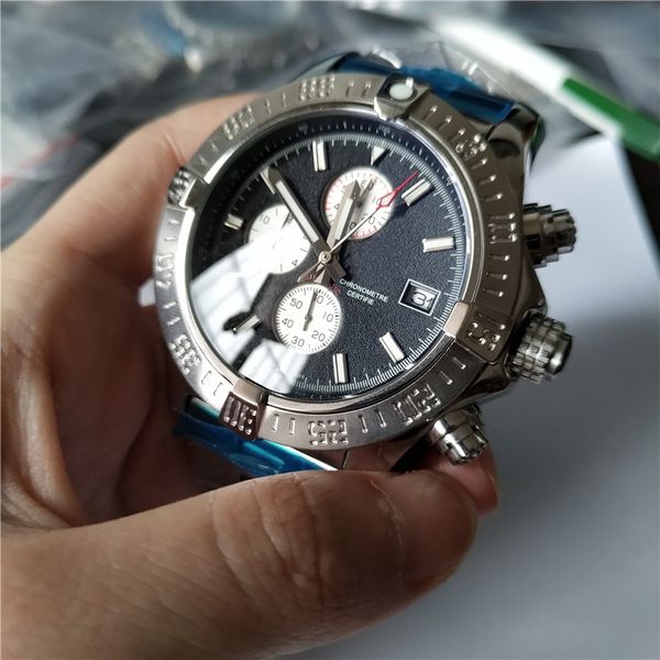 Mans de alta qualidade assistir 48mm quartzo cronômetro de quartzo movimento de aço inoxidável homem homem negro relógios 270