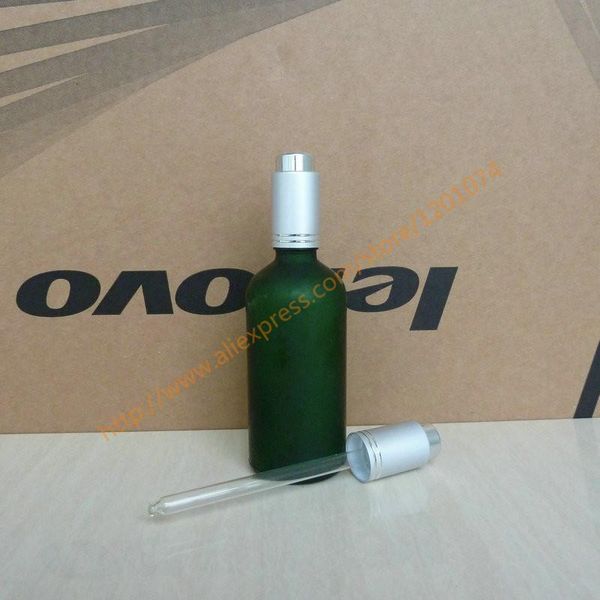 

storage bottles & jars 100ml brown/clear/blue/green frosted glass essential oil bottle with aluminum press matte silver dropper cap.oil vial