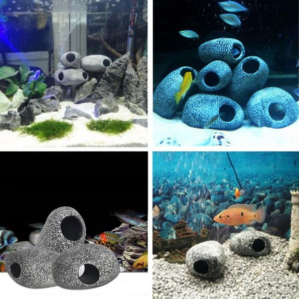 

decorations aquarium fish tank shrimp aquarius plants decor ceramic rock ~