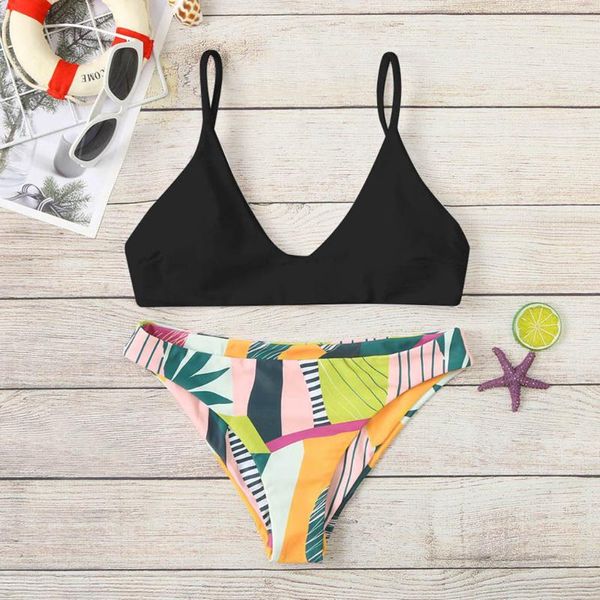 

brazilian women low waist bikini set lingerie sets print padded swimwear bathing suit female swimsuit summer beach wear biquini women's, White;black