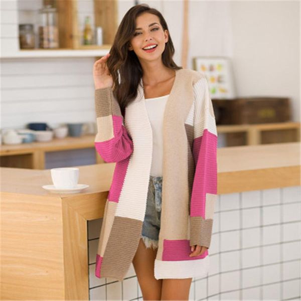 

womens colorblock sweater fashion korea cardigan long sleeve colorful sweaters autumn winter female loose casual style clothing, White;black