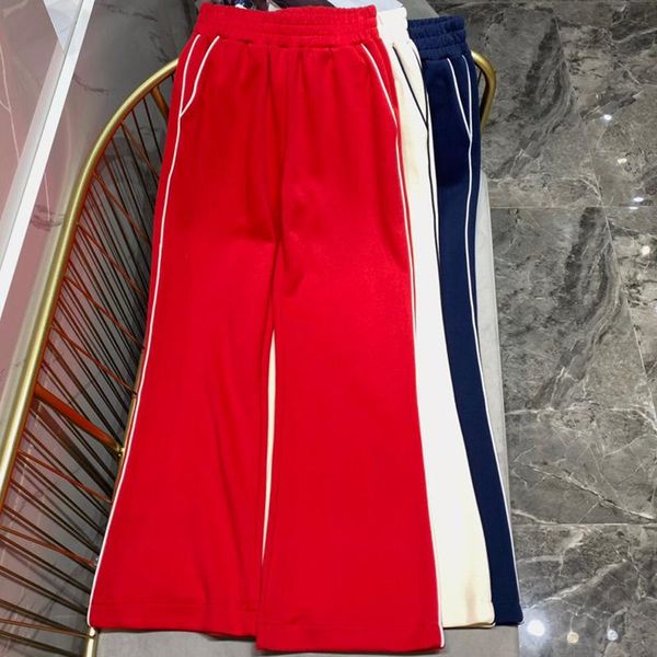 

women's pants & capris 2021 autumn fashion contrast color wide leg women high elastic waist trousers pockets embroidery lady, Black;white