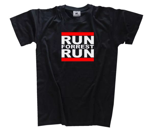 

run forest run-dmc block forest gump hiphop rap t-shirt s-3xl, White;black