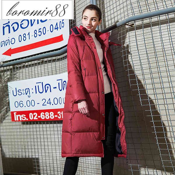 

winter womens 2021 outwear parkas long down jacket women's thickened warm and thin knee hooded jacket, Black