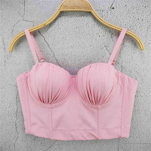 

summer women clothing with built in bra push up bralette corset female crop harajuku solid camis, White