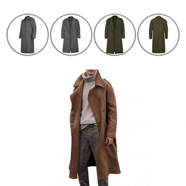 

men's trench coats coat cardigan long peacoat polyester washable stylish wear resistant men, Tan;black