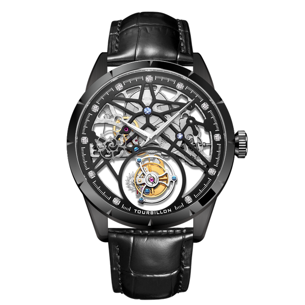 

wristwatches tourbillon watch sapphire mirror automatic mechanical business men high-end male personality clock, Slivery;brown