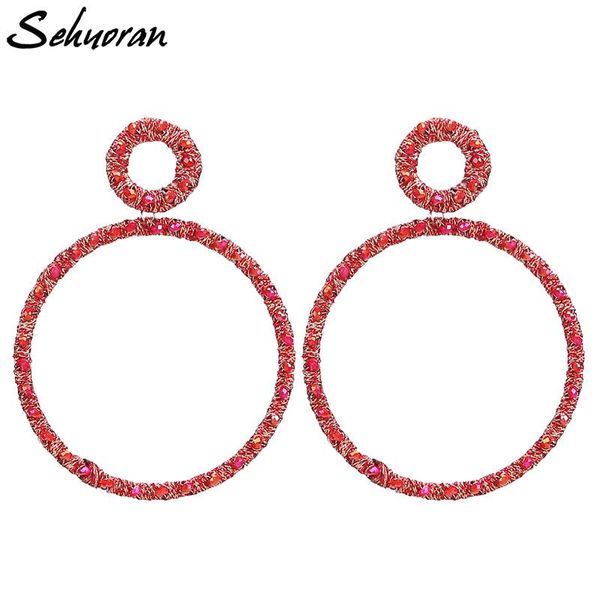 

dangle & chandelier sehuoran bohemian oorbellen 2021 trendy style wedding pendientes round crystal beads drop earrings for women party gifts, Silver
