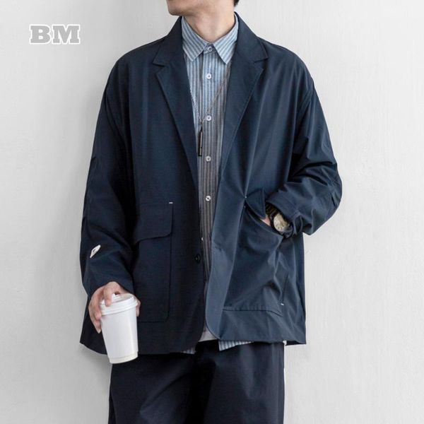 

men's jackets japanese retro non-iron casual suit loose fashion jacket harajuku coat spring autumn blazers men clothes streetwe, Black;brown