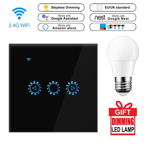 

led dimmer 220v smart wifi switch touch control stepless dimmer with bulb compatible with amazon alexa google assistant ewelink