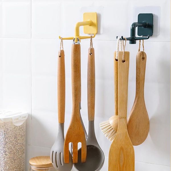 

wall mounted hanging hooks 360 degrees rotating hook kitchen accesorios storage bathroom organizar rack rotated holder & rails