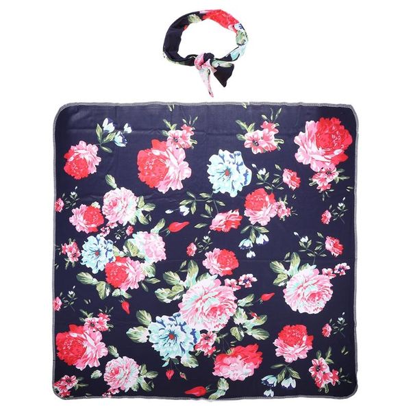 

blankets & swaddling 2 pcs born floral swaddle wrap+ headband set baby cotton receiving blanket sleeping bag hair band infants boys girls 40