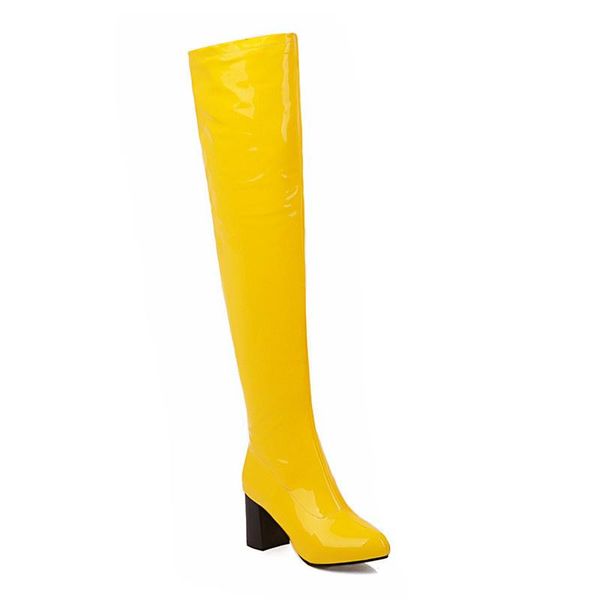 

boots qplyxco2021 arrival women over the knee high heels party prom shoes autumn slim stretch female red, Black