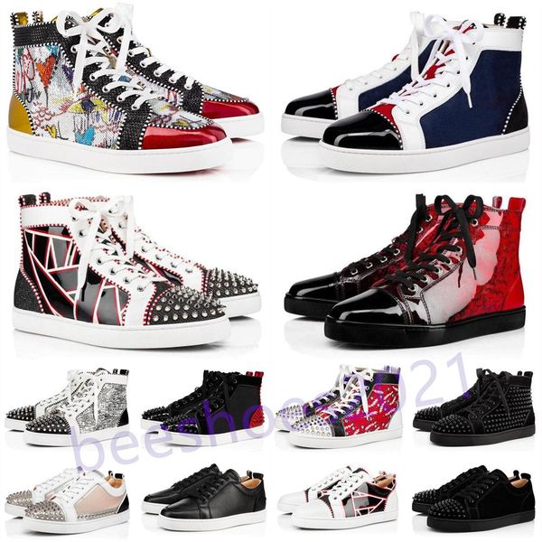 

mens casual shoes women outdoor red bottoms shoe studded spikes loafers sneakers suede leather flats couples ttrainers des chaussures b43, Black