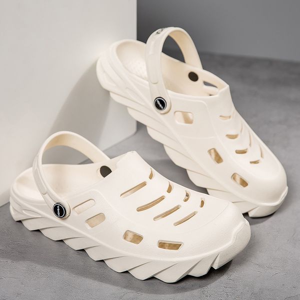 

2021 men womens sport trainers off summer cross-border sandals slippers casual trend beach hole shoes breathable hollow soft bottom slipper, Black