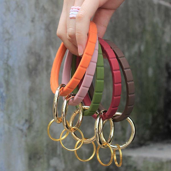 

kids silicone bracelet key chain anti loss boys girls wristband bracelets candy color fashion kids bangle pandent gifts keyring g78vtcy, Red;brown