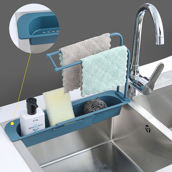 

teescopic sink kitchen drainer rack storage basket bag faucet hoder adjustabe bathroom hoder sink kitchen accessories