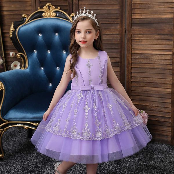 

new children's princess dress big girl's lace bow princess dress, Red;yellow