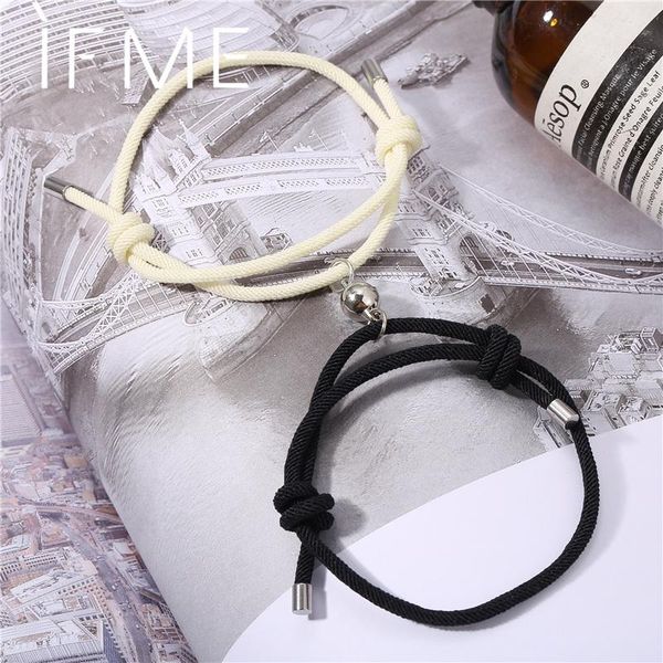 

charm 2pcs/set magnetic rope couple bracelet for men women handmade braided bracelets bangles set jewelry, Golden;silver