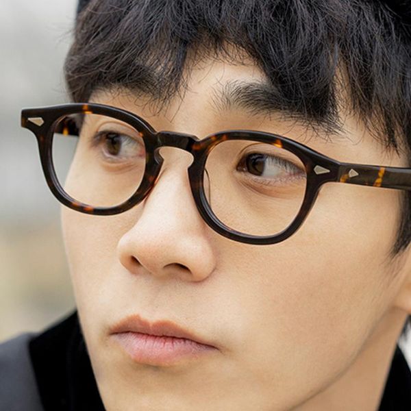 

men's glasses johnny depp style round acetate frame men retro vintage prescription for women optical spectacle fashion sunglasses frame, Black