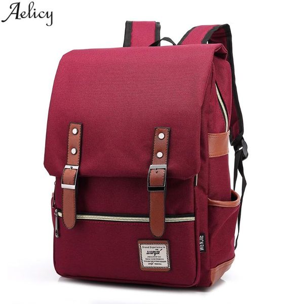 

backpack aelicy men&women retro outdoor canvas travel fashion mochila feminina bag black blue